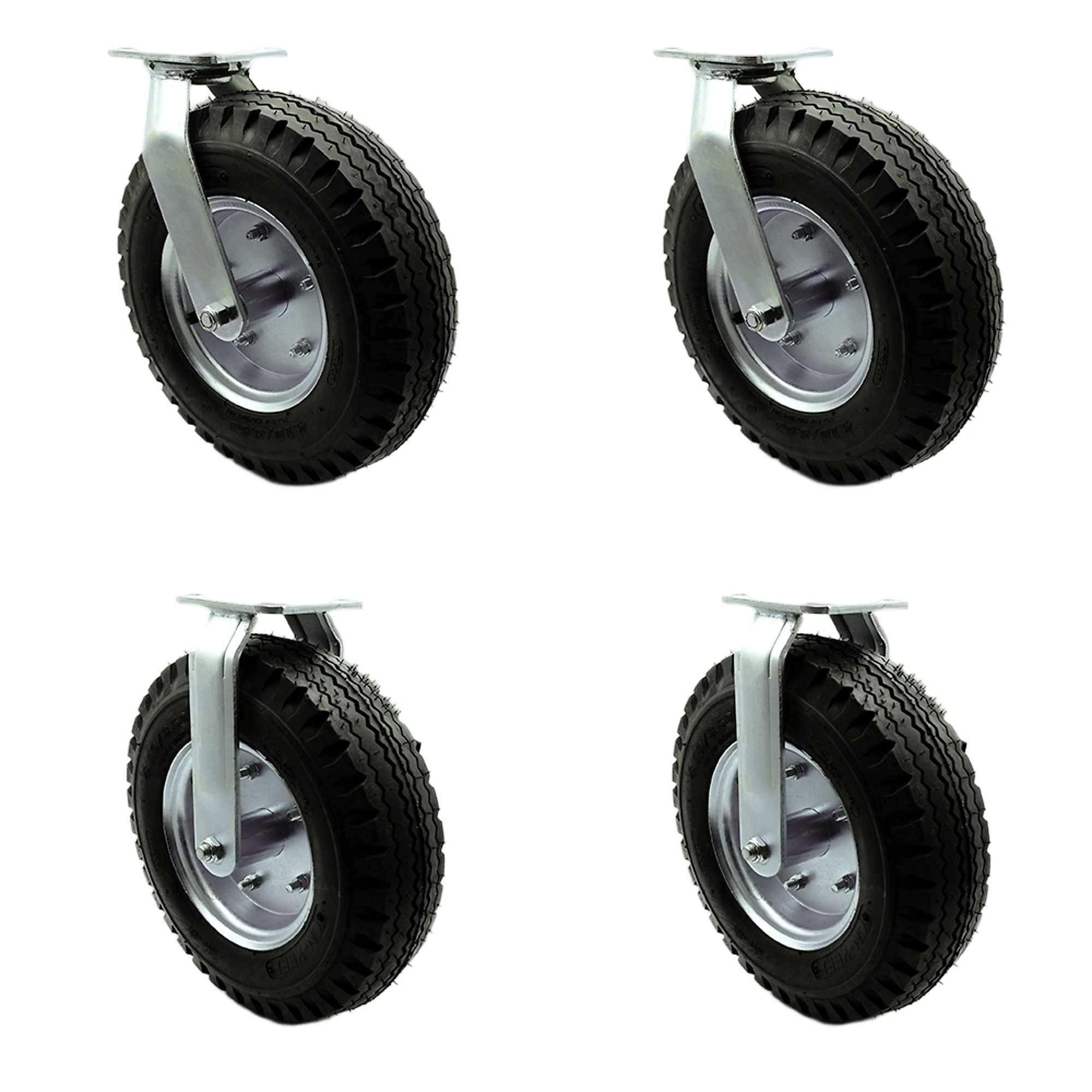 Service Caster, 12in. x 3 1/2in. Plate Casters, Wheel Diameter 12 in, Caster Type Swivel, Package (qty.) 4, Model# SCC-100S3506-PNB-2-R3506-2